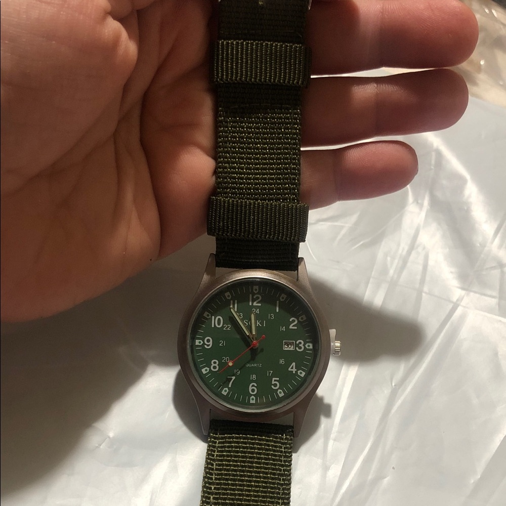 Men's Olive Green Nylon Strap Watch